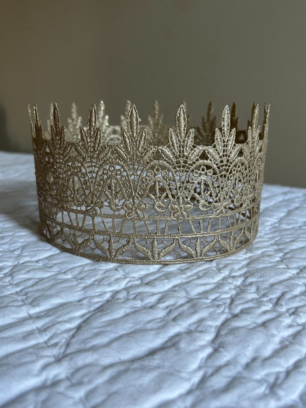 Champagne Lace Crown Regal Queen Tiara Birthday Wedding Headpiece Halloween 21"